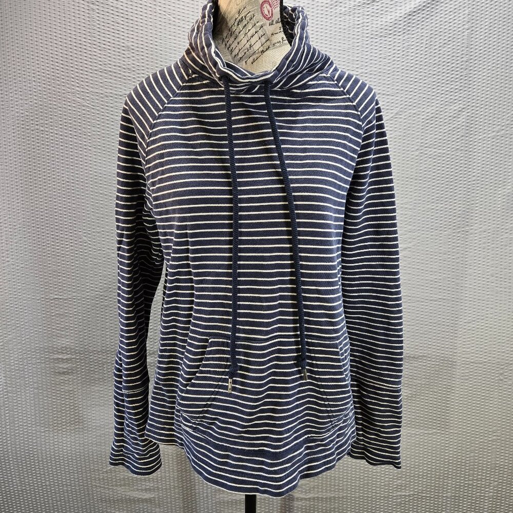 Old Navy Blue & White Striped Funnel Neck Sweatshirt Size M Nautical Coastal